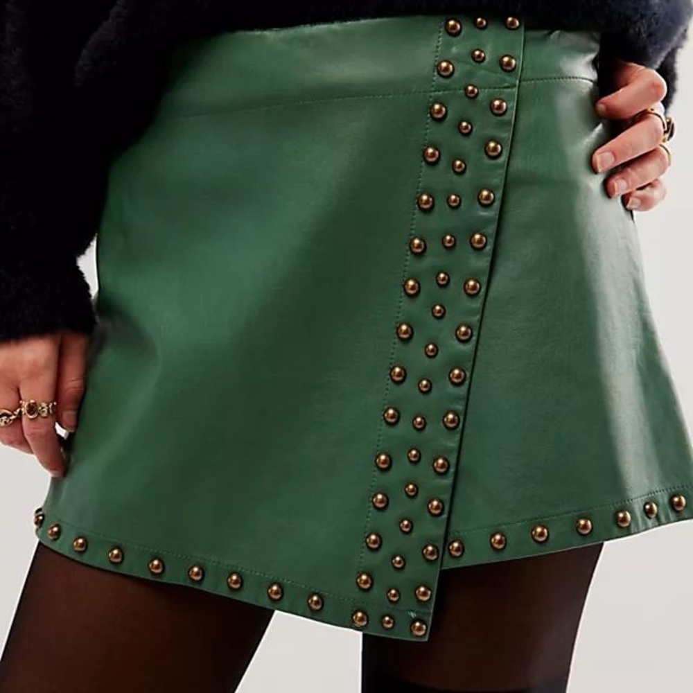 Free People green Emmy studded Mini Skort